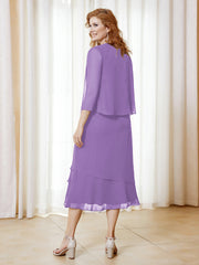 Robe en Mousseline Longueur de Mollet avec Veste Tahiti