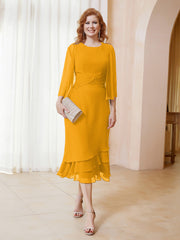 Robe en Mousseline Longueur de Mollet avec Veste Mandarine