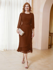 Robe en Mousseline Longueur de Mollet avec Veste Terracotta Grande Taille