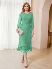 Robe en Mousseline Longueur de Mollet avec Veste Turquoise Grande Taille
