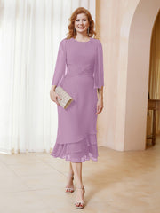 Robe en Mousseline Longueur de Mollet avec Veste Glycine