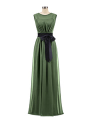 FAUX-Wrap Mousseline Robe avec Ceinture Olive Vertee Olive Verte Grande Taille