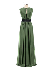 FAUX-Wrap Mousseline Robe avec Ceinture Olive Vertee Olive Verte Grande Taille