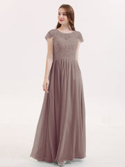 Robes Demoiselle d'honneure Longues avec Mancheron Dusk