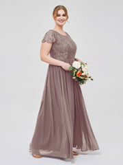 Robes Demoiselle d'honneure Longues avec Mancheron Dusk