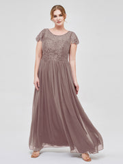 Robes Demoiselle d'honneure Longues avec Mancheron Dusk