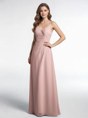 Robe Longue en Mousseline à Doubles Bretelles Croisées Dans le Dos Rose Poudré