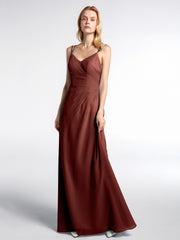 Robe Longue en Mousseline à Doubles Bretelles Croisées Dans le Dos terracotta Grande Taille