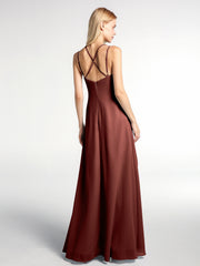 Robe Longue en Mousseline à Doubles Bretelles Croisées Dans le Dos terracotta Grande Taille