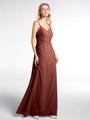 Robe Longue en Mousseline à Doubles Bretelles Croisées Dans le Dos terracotta Grande Taille