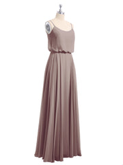 Spaghetti Bretelle Scoop Mousseline Robes Avec Fente Dusk