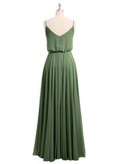 Spaghetti Bretelle Scoop Mousseline Robes Avec Fente Olive Verte Grande Taille