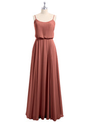 Spaghetti Bretelle Scoop Mousseline Robes Avec Fente terracotta Grande Taille