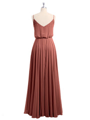 Spaghetti Bretelle Scoop Mousseline Robes Avec Fente terracotta Grande Taille