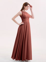 Longueur de Genou Robe Demoiselle d'honneur Courte avec Col en V terracotta Grande Taille