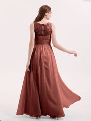 Longueur de Genou Robe Demoiselle d'honneur Courte avec Col en V terracotta Grande Taille