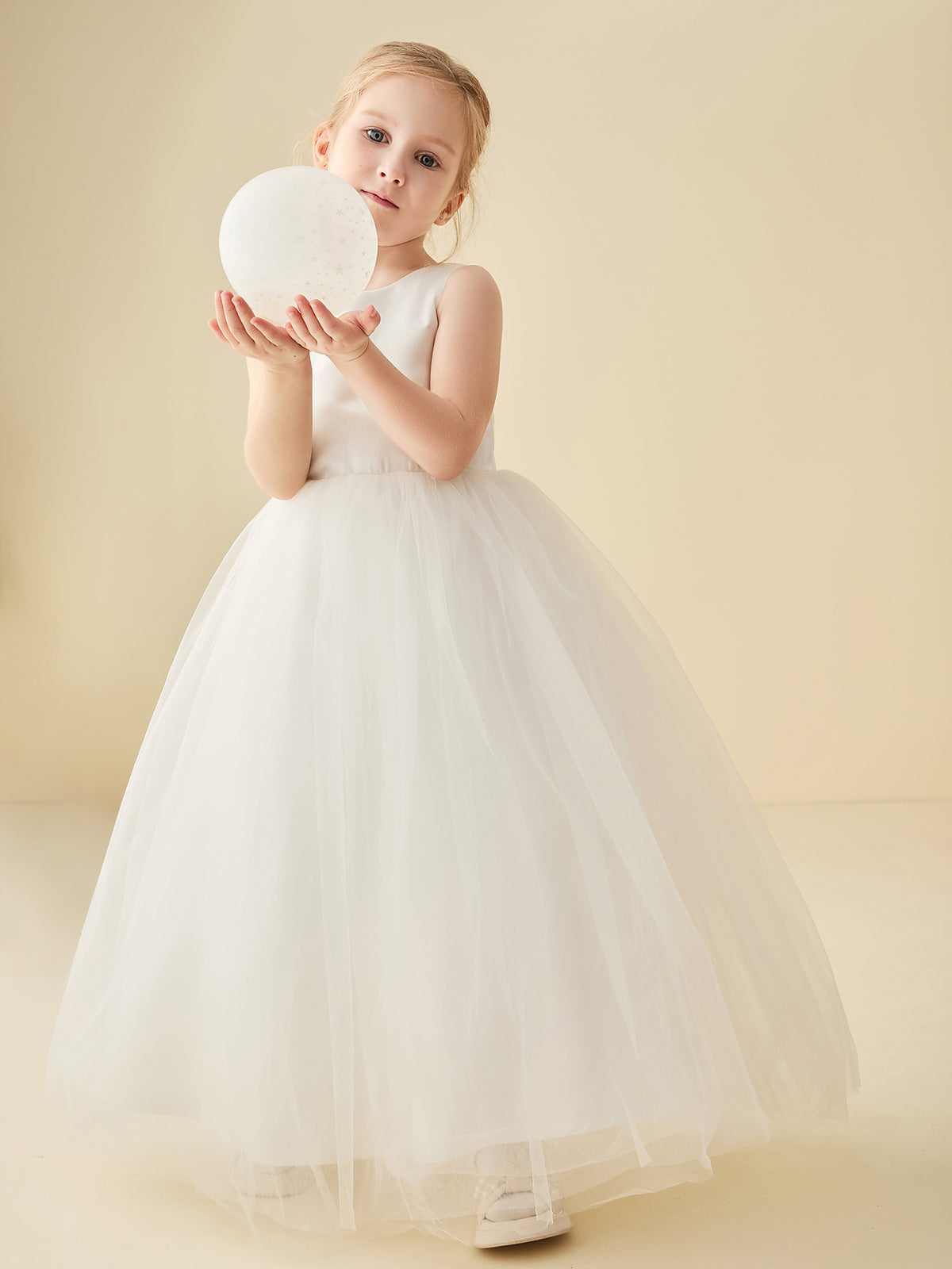 Robe De Première Communion Vierge Marie - Robe Fille Blanche Brodée, Taille Régulière