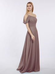 Robes Demoiselle d'honneur Longue Une Epaule Mousseline Dusk
