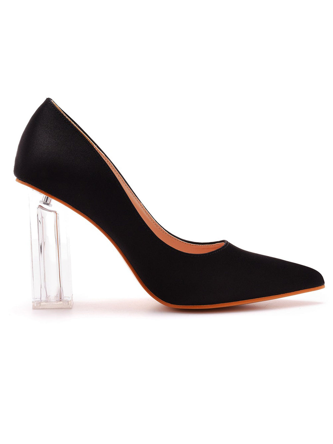 Pompe Aiguille LANVIN Noir Satiné – Talon Haut, Classique – Occasion, Taille Estimée US 8 – Excellent état