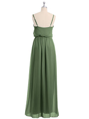 Col En V Spaghetti Bretelle Mousseline Robes De Demoiselle d'Honneur Olive Verte Grande Taille