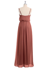 Col En V Spaghetti Bretelle Mousseline Robes De Demoiselle d'Honneur terracotta Grande Taille