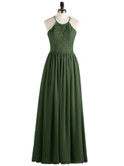 Maxi Robes Col d'Illusion Dentelle et Mousseline Olive Verte Grande Taille