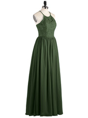 Maxi Robes Col d'Illusion Dentelle et Mousseline Olive Verte Grande Taille