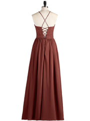 Maxi Robes Col d'Illusion Dentelle et Mousseline terracotta