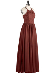 Maxi Robes Col d'Illusion Dentelle et Mousseline terracotta