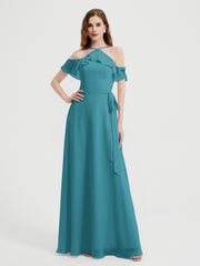 Y-Col Flotter Manches Longues Robes De Demoiselle d'Honneur Jade