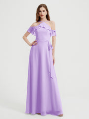 Y-Col Flotter Manches Longues Robes De Demoiselle d'Honneur Lilas