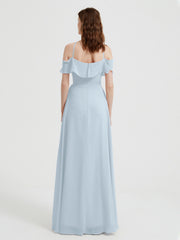 Y-Col Flotter Manches Longues Robes De Demoiselle d'Honneur Brume