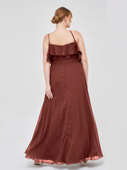 Y-Col Flotter Manches Longues Robes De Demoiselle d'Honneur terracotta Grande Taille