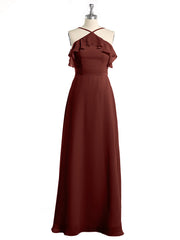 Y-Col Flotter Manches Longues Robes De Demoiselle d'Honneur terracotta Grande Taille