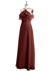 Y-Col Flotter Manches Longues Robes De Demoiselle d'Honneur terracotta Grande Taille