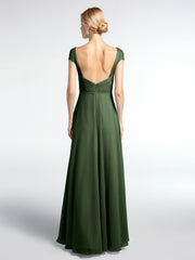 Robe avec Corsage en Dentelle Jupe en Mousseline à Mancherons Olive Verte Grande Taille