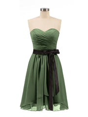 Col en Cœur Robe Courte avec Ceinture Olive Vertee Olive Verte Grande Taille