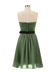 Col en Cœur Robe Courte avec Ceinture Olive Vertee Olive Verte Grande Taille