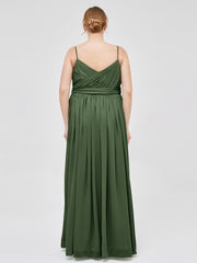 Spaghetti Bretelle Cœur Mousseline Robes Olive Verte Grande Taille