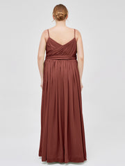 Spaghetti Bretelle Cœur Mousseline Robes terracotta Grande Taille