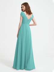 Robe de A-ligne en Mousseline à Col en V avec Fente Spa Grande Taille
