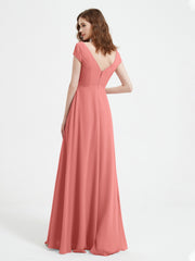 Robe de A-ligne en Mousseline à Col en V avec Fente Sunset Grande Taille