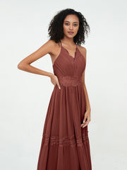 Boho Robes Jupe à Plusieurs Niveaux en Dentelle et Mousseline terracotta Grande Taille