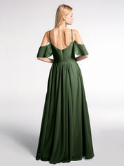 Robe Empire en Mousseline à Épaules Dénudées avec Poches Olive Verte Grande Taille