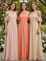 Robe Empire en Mousseline à Épaules Dénudées avec Poches Crépuscule