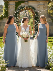 Dos Bas Simple Mousseline Robes De Demoiselle d'Honneur Bleu Poudré