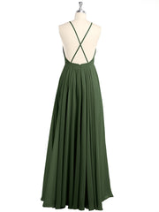 Dos Bas Simple Mousseline Robes De Demoiselle d'Honneur Olive Verte Grande Taille