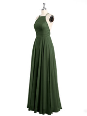 Dos Bas Simple Mousseline Robes De Demoiselle d'Honneur Olive Verte Grande Taille