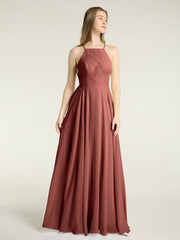 Dos Bas Simple Mousseline Robes De Demoiselle d'Honneur terracotta