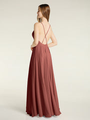 Dos Bas Simple Mousseline Robes De Demoiselle d'Honneur terracotta Grande Taille